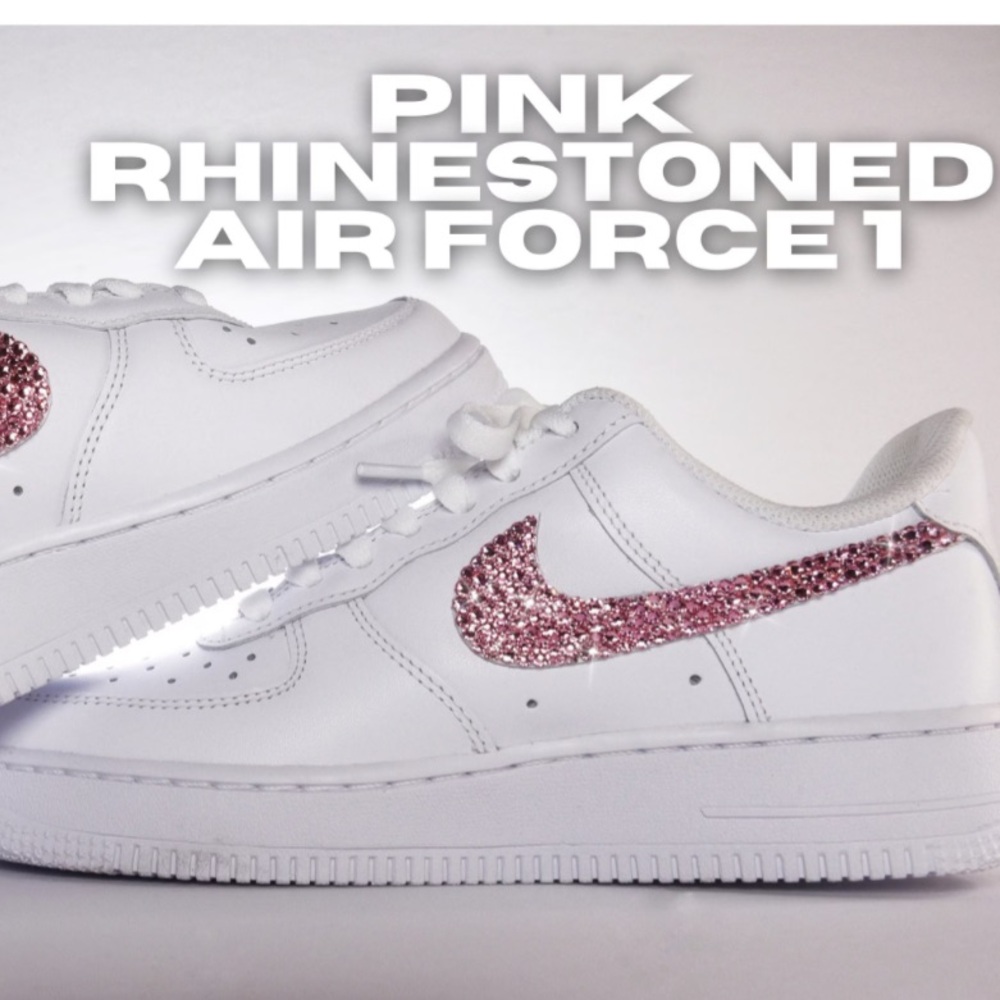 Nike Air Force 1 with Pink Rhinestone Swoosh